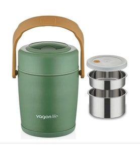 Lunchbox Çelik Beslenme Kabı 2 Kat 1600 Ml Yemek Kabı Yeşil