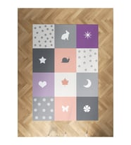 MEKTA HOME BEBEK VE ÇOCUK ODASI Renkli Soft ve Karışık Figür Desenli Halı