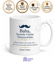 Baba Senle Gurur Duyuyorum Yazılı Kupa Bardak Babalar Günü Hediyesi