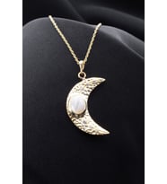 925 Ayar Gümüş Gold Hilal Kolye
