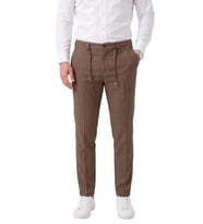 DeepSEA Erkek Slim Fit Kırçıllı Kahve Kumaş Pantolon – İpli Esnek Bel Likralı Spor Şık Pantolon 2700252