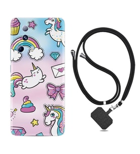 Xiaomi Mi 13 Lite Kılıf Silikon Boyun Askılı İpli Desenli Silikon Unicorn Mektup 1800