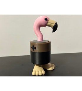 Flamingo Pil Adam Figürü - 3D Yazıcı Absürt Tasarım Biblo - Sürrealist Hibrit Heykelcik