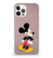 Apple iPhone 12 Pro Max Soft Premier Kapak Mickey Mouse-D Tasarımlı Silikon Kılıf - Pudra (Şeffaf)