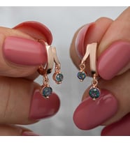 Gümüş Rose Sallantılı Mistik Topaz Kadın Küpe