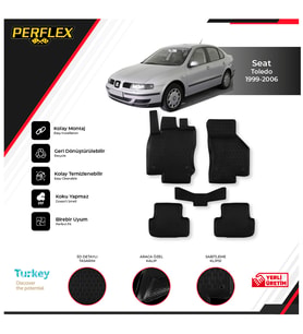 Seat Toledo 1999-2006 3D Havuzlu Paspas (Siyah - Beyaz)