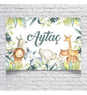 Safari Temalı Doğum Günü Afişi 35X50 cm