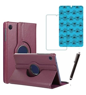 Samsung Galaxy Tab A9 X110 Uyumlu Tablet Kılıfı Cam Ekran Koruyucu Kalem Set (Mor)