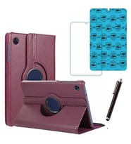 Samsung Galaxy Tab A9 X110 Uyumlu Tablet Kılıfı Cam Ekran Koruyucu Kalem Set (Mor)