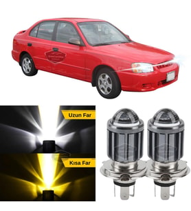 Hyundai Accent Milenyum 2000-2003 Mercekli Far Ampulü Led Xenon Sarı-Beyaz Şimşek Etkili Uzun Kısa