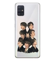 Samsung Galaxy A51 Uyumlu BTS Desenli Şeffaf Telefon Kılıfı