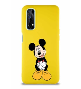 Realme 7 Soft Premier Kapak Mickey Mouse-A Tasarımlı Silikon Kılıf - Sarı (Şeffaf)