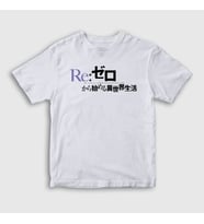 Presmono Unisex Çocuk Beyaz Logo Anime Re Zero T-Shirt 543707tt (Beyaz)