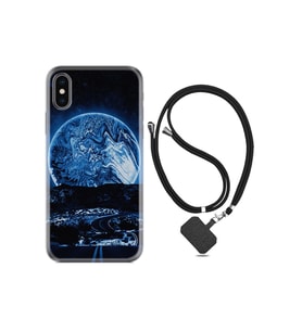 Apple Iphone Xs Max Uyumlu Kılıf Silikon Desen Boyun Askılı Mavi Gece 1605