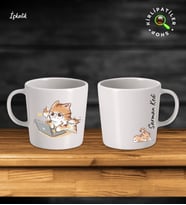 KirliPatiler Taş Kupa Fincan Üzeri Çalışan Kedi Baskılı (Model 5)