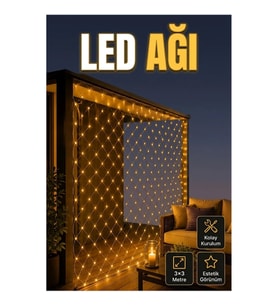 3x3 Metre Gün Işığı LED Işık Ağı – İç ve Dış Mekân Dekoratif Aydınlatma