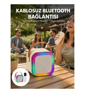 Mey İthalat® Karaoke Mikrofon Hoparlör Seti 6 Saat Kullanım Süresi Yeni Nesil