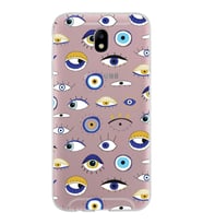 PrintiFy Samsung Galaxy J7 Pro ile Uyumlu 1mm Slim Fit Nazar Boncuğu 2 Baskılı Şeffaf  Kılıf