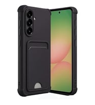 Coverzone Samsung Galaxy A36 ile uyumlu K?l?f N-Kelvin Kartvizitli Kart Ta??ma Cebi Soft-Touch Silikon Kapak Siyah