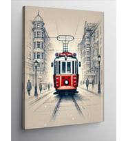 Kanvas Tablo Kırmızı Tramvay Ve Taksim