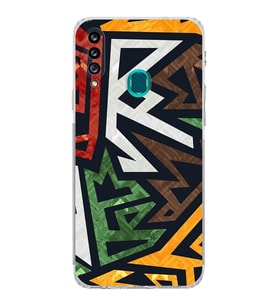Samsung Galaxy A20s  Kamera Korumalı  Kapak Soyut Grafiti  Tasarımlı  Şeffaf Kılıf