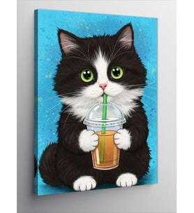Kanvas Tablo Limonata İçen Kedi, 50 x 70