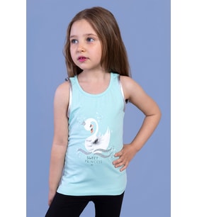 Toontoy Kız Çocuk Kuğu Baskılı Atlet (Fuşya)