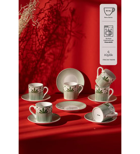 Belmond New Bone 6 Kişilik Kahve Fincan Takımı 90 ml Turuncu