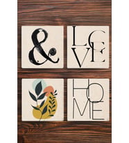 Doğaltaş Bardak Altlığı 4'lü Set - Love & Home Uv Baskılı Doğal Taş Bardak Altı