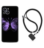 Reeder S23 Max Pro Kılıf Resimli Boyun Askılı İpli Desenli Silikon Series Black Butterfly 1879