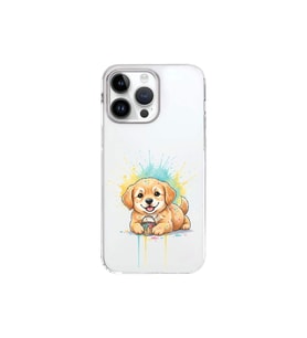 iPhone 14 Pro ile Uyumlu Splash Köpek Tasarımlı Şeffaf Silikon Kılıf