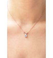 925 Ayar Gümüş Rose Gold Kaplama 43 cm Pırlanta Rengi Zirkon Taşlı Kadın Kolye