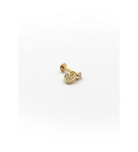 Kalp Sallantılı Tek Taş Tragus & Helix Piercing – Gold, Anti Alerjik, Kararma Yapmaz