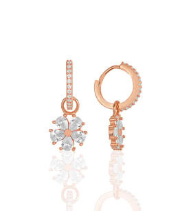 Gümüş rose zirkon taşlı çiçek küpe SGTL11944ROSE