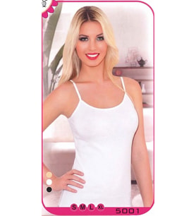 Beyaz İnce Askılı Kadın Atlet Esnek Günlük İç Giyim S-XL 5001