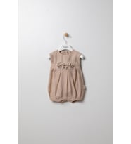 Pileli Bayramlık Kız Bebek Tulum 12825 (Kahverengi)