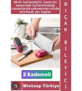 #BıçakBileyici Ergonomik Tutuş Kaymaz Taban İnce Kaba Bileme 2 Kademeli Katlanabilir Bıçak Bileyici
