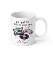 Retro Sever 80ler 90lar Kaset Atari Eski Şarkılar Kupa Bardak Hediye