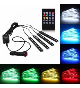 Oto Ayak Altı Rgb Kumandalı 12 LED Sese Müziğe Duyarlı Araç Içi Neon LED