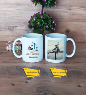 Adalet Öğretmeni Kupa Bardak Beyaz Fotoğraflı Öğretmenler Günü Hediyesi