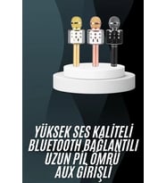 Karaoke Mikrofon Bluetooth Bağlantılı Aux Girişli Uzun Pil Ömrü Yüksek Ses Kaliteli