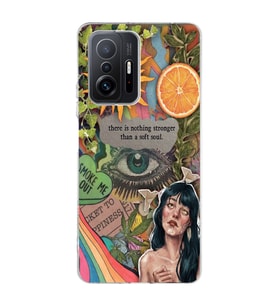 Redmi Mi 11T/Mi 11T Pro Uyumlu Vintage Kolaj Desenli Şeffaf Telefon Kılıfı