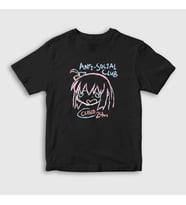 Presmono Unisex Çocuk Siyah Anti Social Club Bocchi The Rock T-Shirt 506519tt