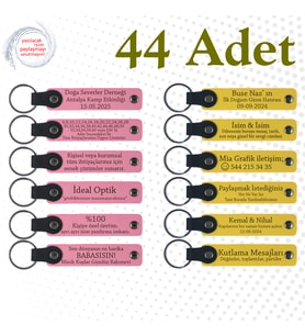 Pembe & Sarı, 44’li Set, Tarih ve İsimli Deri Hediyelik, Pastane Müşterilerine Teşekkür Sürprizi