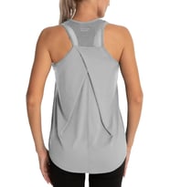 Ghassy Co. Kadın Cross Üst Sırt File Detaylı Antrenman Yoga Spor Atlet Tank Tops 1783 (Açık Gri)