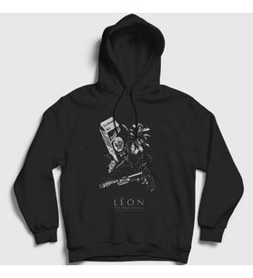 Presmono Unisex Siyah Milk Film Leon Kapüşonlu Sweatshirt 247128tt
