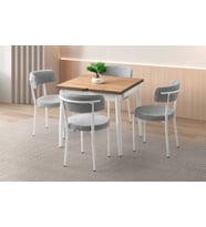 Yanlardan Açılır Ahşap Masa Sandalye Takımı 4 Sandalyeli Metal Ayaklı 75x80cm Meşe