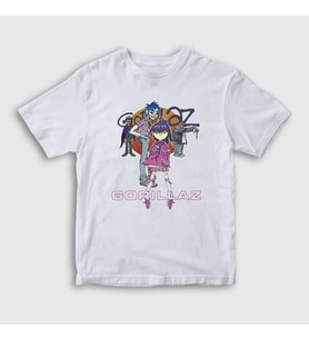 Presmono Unisex Çocuk Beyaz Sun Gorillaz T-Shirt 294011tt
