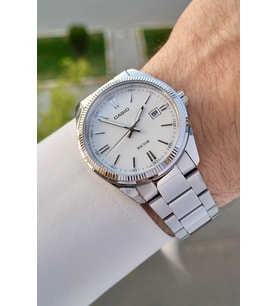 Casio CSISTE48 Kadranı Beyaz Kordonu Gümüş Renk Hediye Paketli Erkek Kol Saati