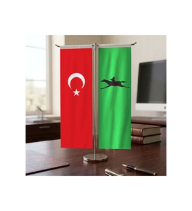 Avar İmparatorluğu ve Türkiye Bayrağı Kırlangıç T tipi Masa Bayrak Takımı